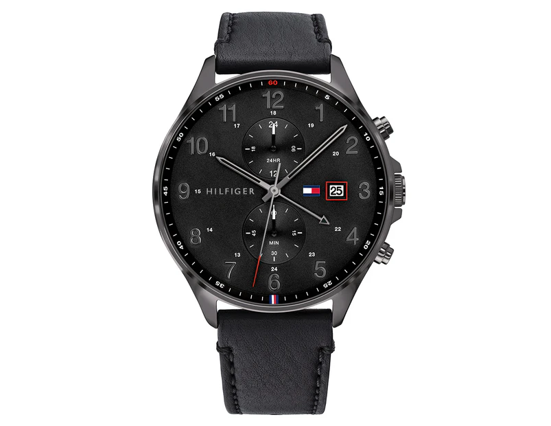 Tommy Hilfiger Men's 44mm West Leather Watch - Black