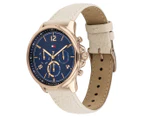Tommy Hilfiger Women's 38mm Harper Leather Watch - Blue/Gold/Off White