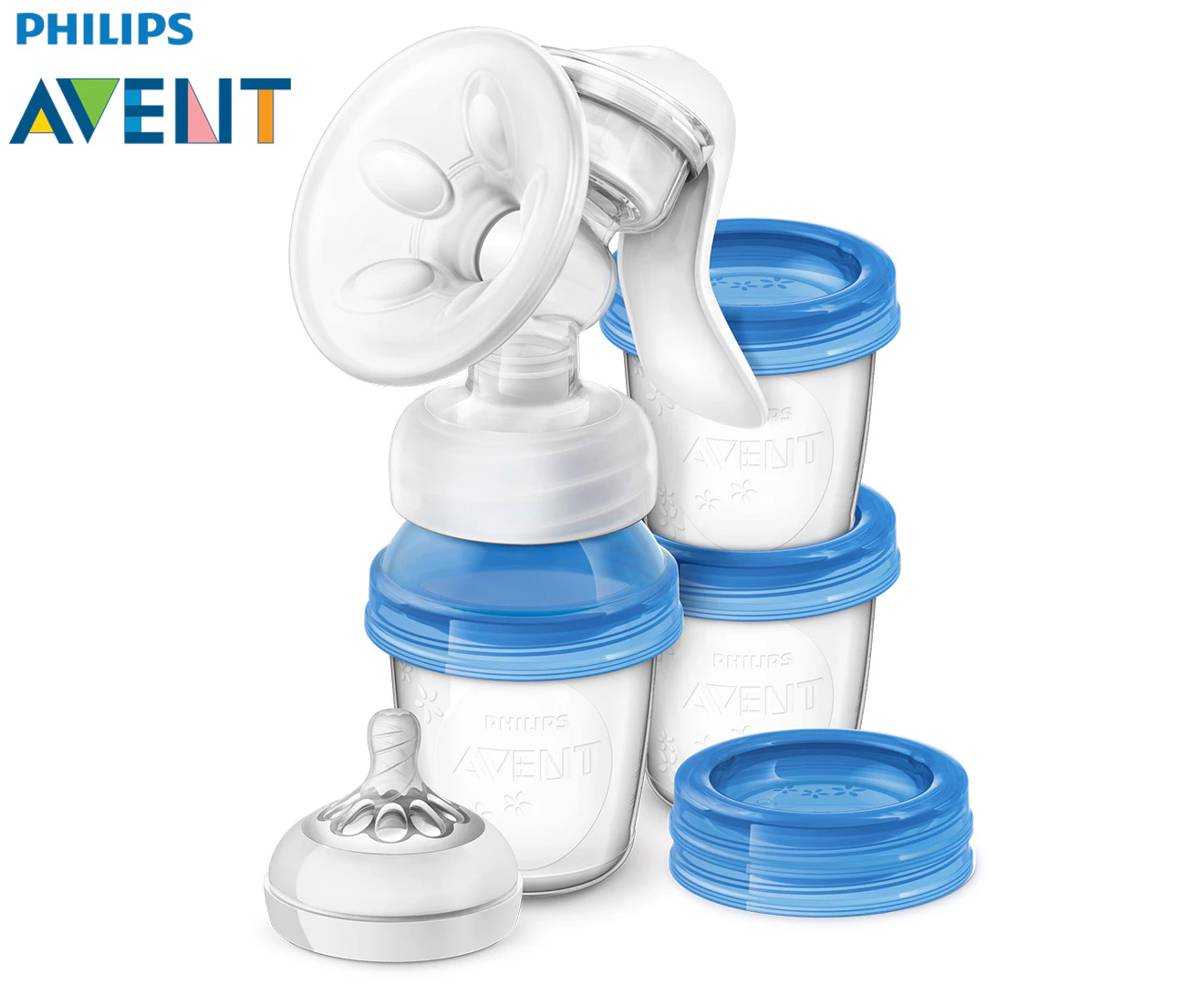 Philips Avent Via Cup Manual Breast Milk Pump Portable Kit w/ 3 Storage Bottles