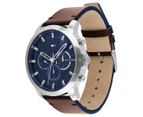 Tommy Hilfiger Men's 46mm Jameson Leather Watch - Blue/Brown/Silver