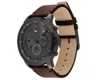 Tommy Hilfiger Men's 46mm Jameson Leather Watch - Grey/Dark Brown/Black