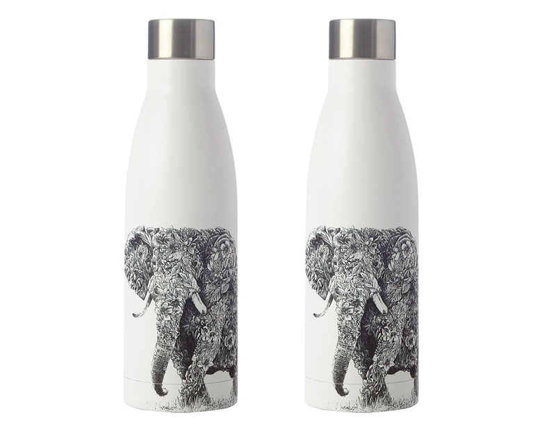 2xMaxwell & Williams Marini Ferlazzo 500ml Double Wall Insulated Bottle Elephant