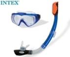 Intex Teen/Adult Silicone Aqua Sport Mask & Snorkel Swim Set - Blue/Clear 1