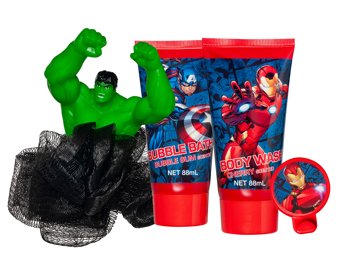 Spiderman Soap & Scrub Kids Bathroom Gift Set Shampoo Body Wash Hook Scrubby