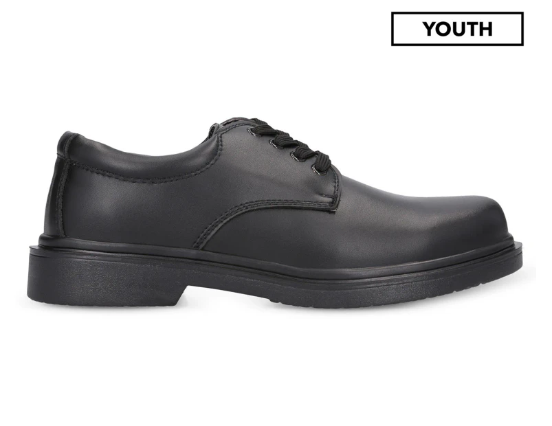Grosby Youth/Adult Hamburg Senior 2 Leather School Shoes - Black