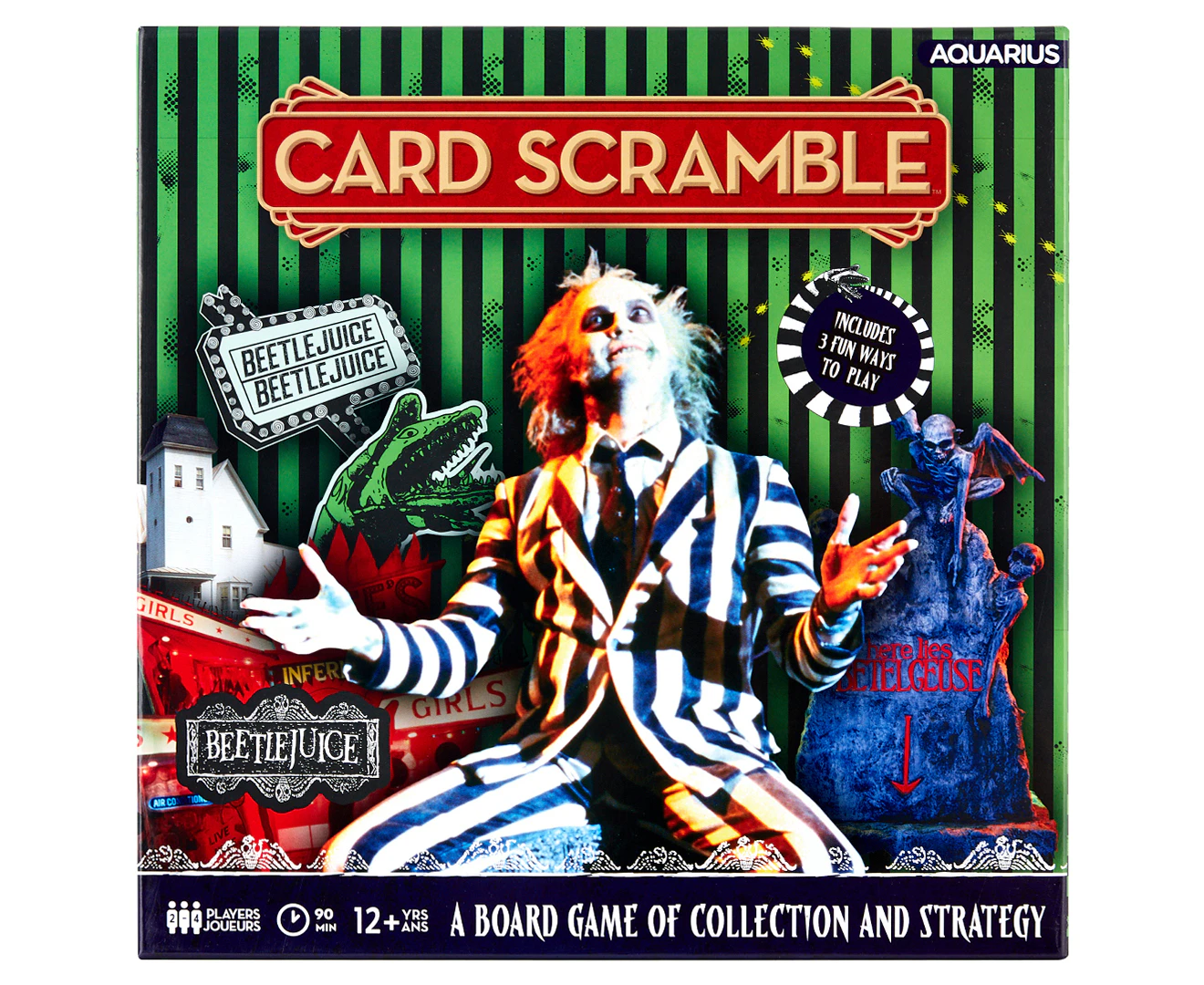 Aquarius Beetlejuice Card Scramble Board Game 2-4 Players Strategy Play 12y+