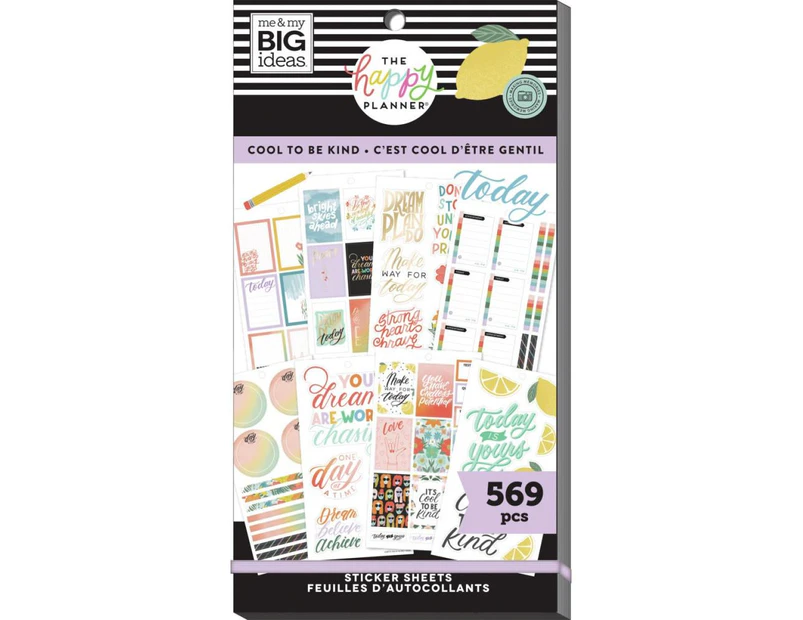 Me & My Big Ideas - Happy Planner Sticker Value Pack - Cool To Be Kind, Student, 569 pack