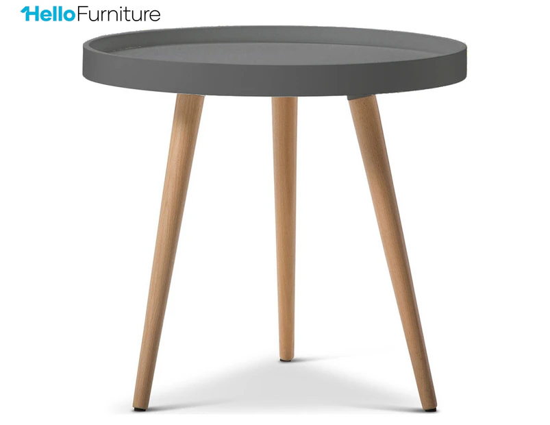 HelloFurniture Aura Round Wood Coffee Table w/ Tray Top - Grey