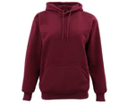 Adult Unisex Men's Plain Basic Pullover Hoodie Sweater Sweatshirt Jumper XS-5XL - Burgundy