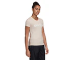 Adidas Women's Essentials Linear Tee / T-Shirt / Tshirt - Pink Tint/White