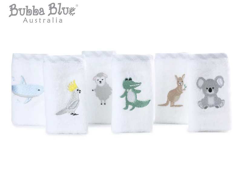 Bubba Blue Face Washer 6-Pack - Aussie Animals