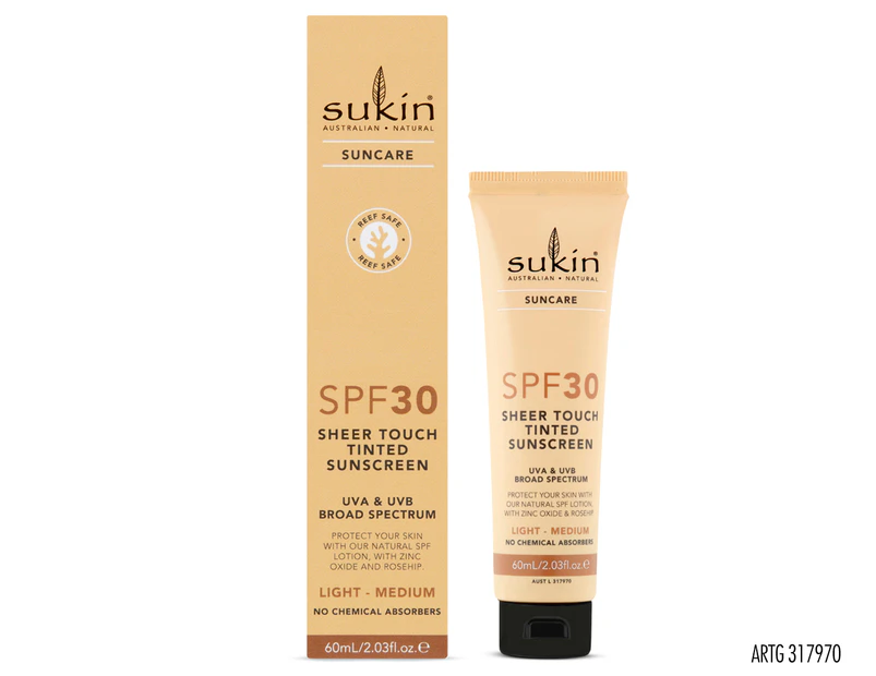 Sukin Sheer Touch Tinted Sunscreen SPF30 60mL - Light To Medium