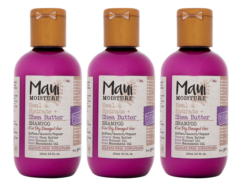 3 x Maui Moisture Heal & Hydrate Shampoo Shea Butter 100mL