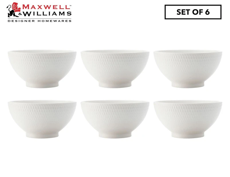 Set of 6 Maxwell & Williams 15cm White Basics Diamonds Rice Bowl