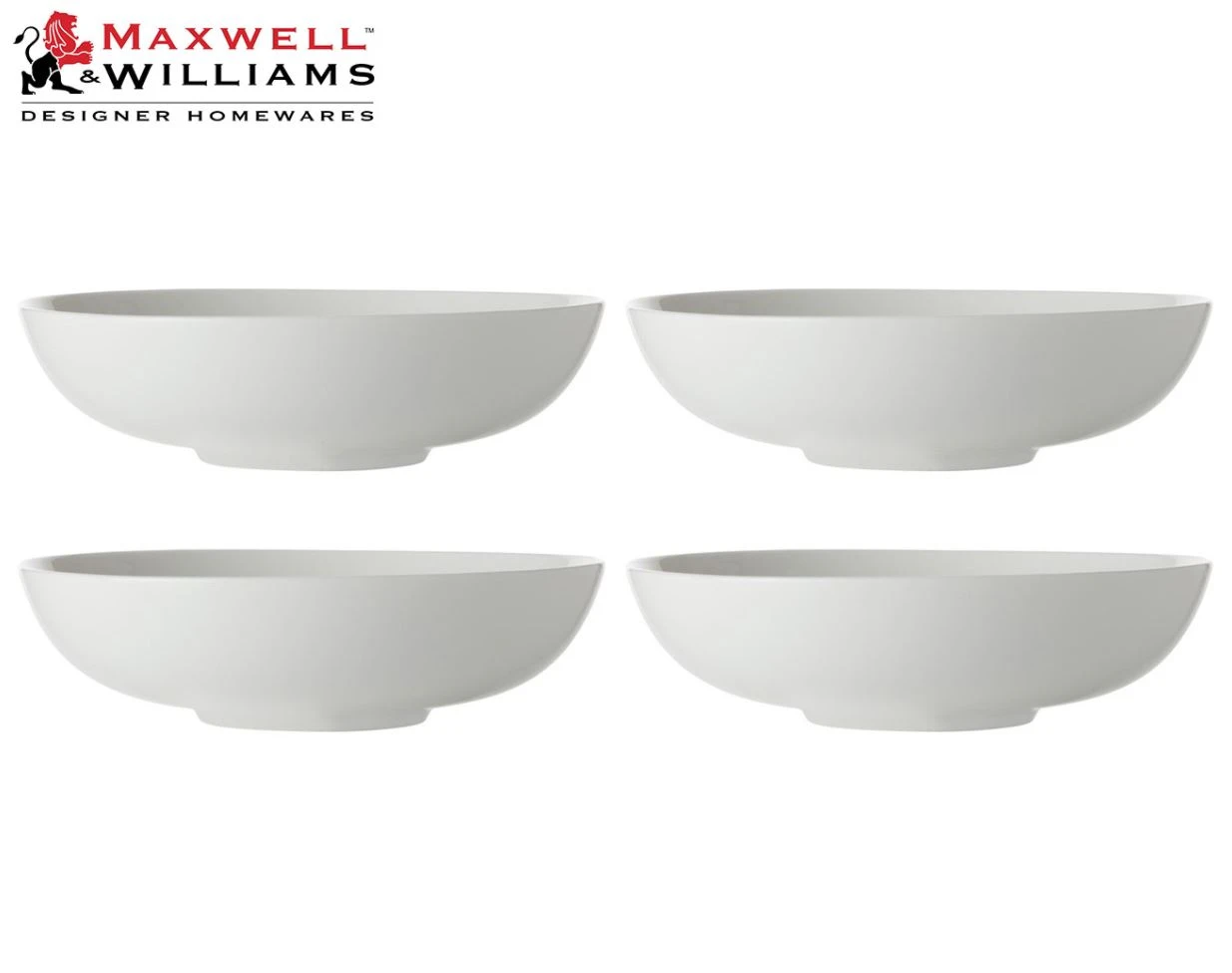 Set of 4 Maxwell & Williams 18.5cm White Basics Shallow Coupe Bowl