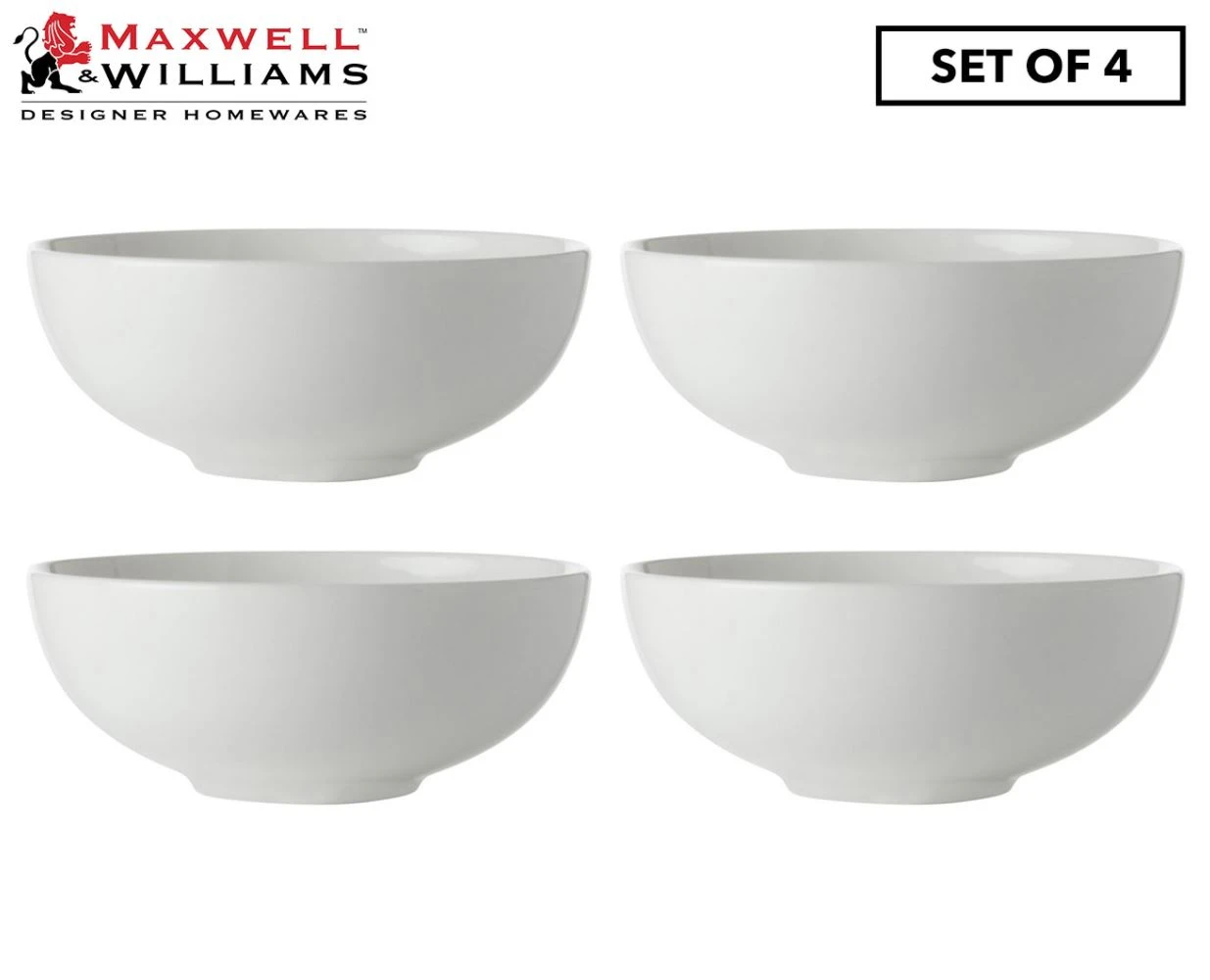 Set of 4 Maxwell & Williams 12cm White Basics Coupe Bowl