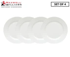 Set of 4 Maxwell & Williams 27.5cm Cashmere Rim Dinner Plates - White