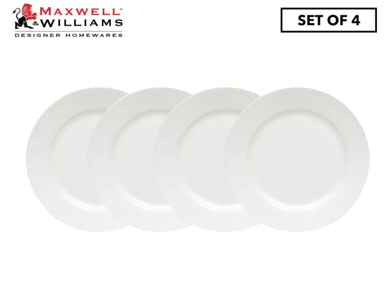 Set of 4 Maxwell & Williams 27.5cm Cashmere Rim Dinner Plates - White