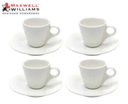 Set of 4 Maxwell & Williams White Basics Conical Demi Cup & Saucer