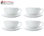 Set of 4 Maxwell & Williams 320mL White Basics Cappuccino Cup & Saucer