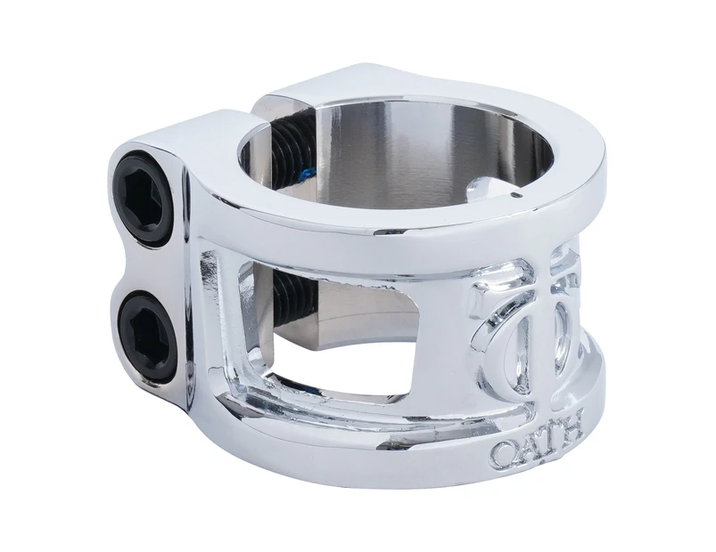 Oath Cage V2 Alloy 2 Bolt Clamp Neo Silver