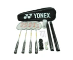 Yonex 4 Players Badminton Racquet- Shuttlecocks -Net - Poles - Bag