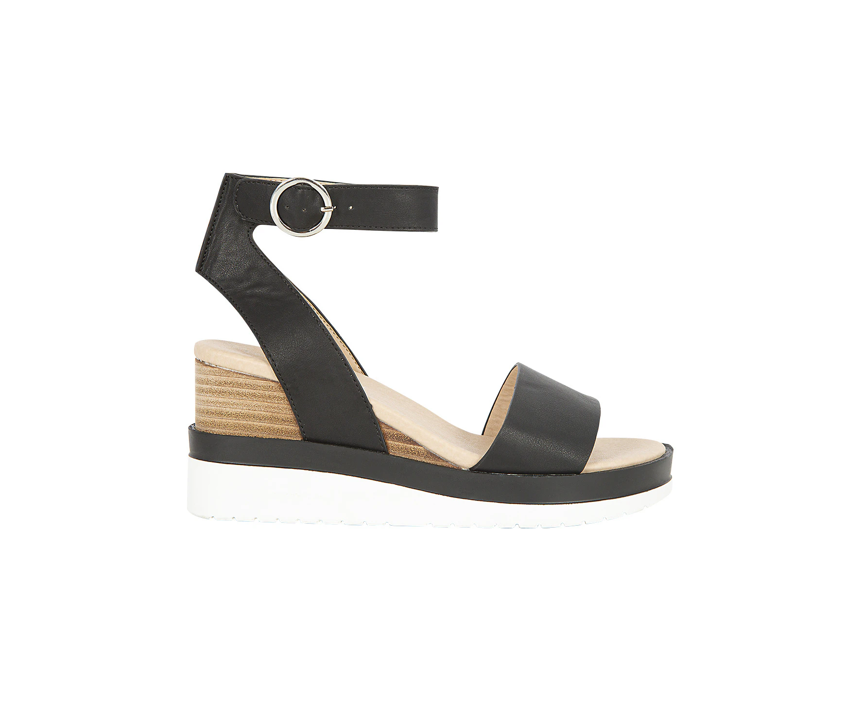 Josie Wildfire Strappy Summer Wedge Sandal Women's - Black