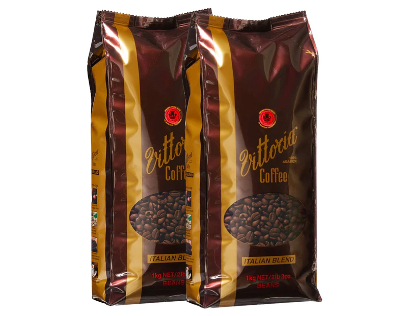 2 x Vittoria Italian Blend Coffee Beans 1kg