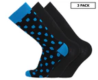 Bonds Men's The Business Pattern Crew Socks 3-Pack - Black/Blue Polka Dot