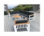 Outdoor Balmoral Package C Outdoor Aluminium And Teak Lounge Setting With Coffee Table - Outdoor Aluminium Lounges - White Aluminium with Denim