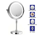 360° 1X/10X Magnifying Makeup Mirror with LED Light 7" Stand Adjust Double Sided