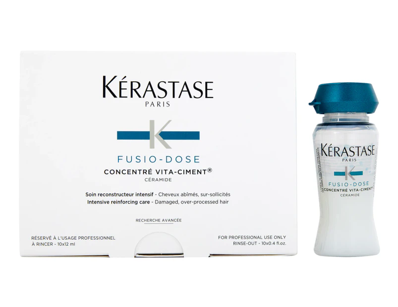 10 x Kérastase Fusio-Dose Concentre Vita-Ciment Ceramide Rinse-Out Treatment 12mL