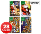 2 x Santa Textured Foil Christmas Cards 14-Pack
