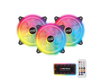 Fantech 3-Pack PC Case RGB Cooler Fan 120mm Silent Computer Cooling with Remote Controller (FB-301)