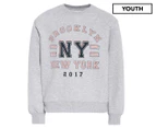 Little White Lie Youth Girls' Brooklyn Crew Sweatshirt - Grey