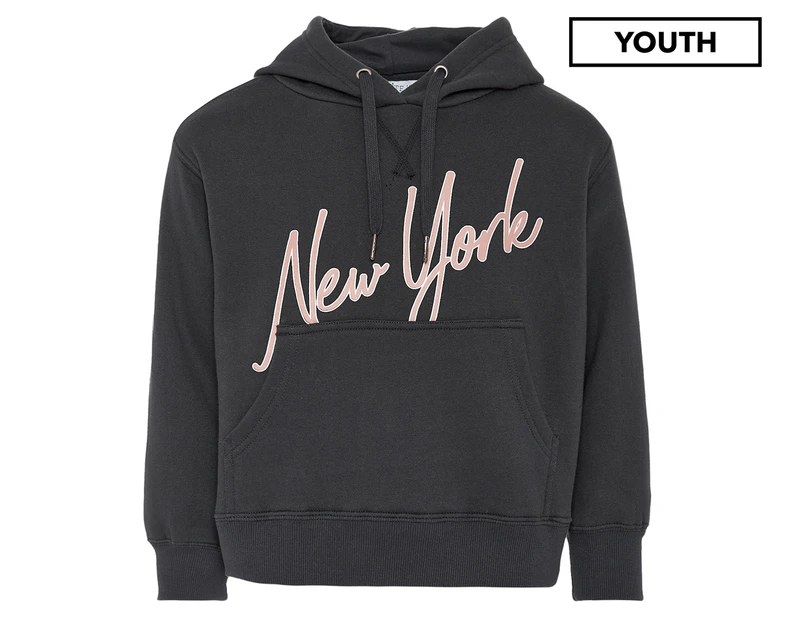 Little White Lie Youth Girls' New York Hoodie - Charcoal
