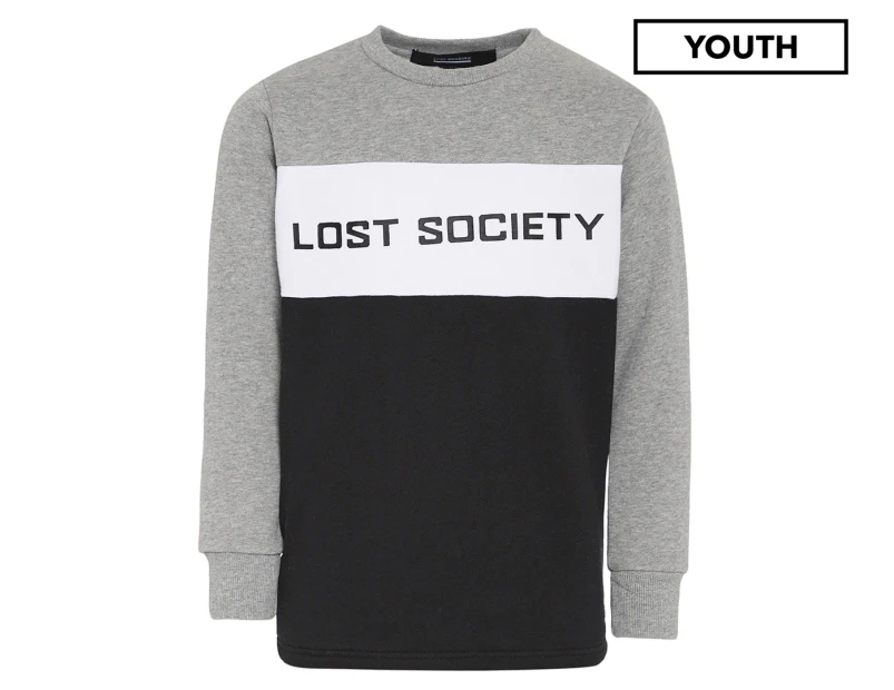Lost Society Youth Boys' Lost Crew Sweatshirt - Black