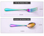 16 pcs Stainless Steel Cutlery Set Rainbow Knife Fork Spoon Stylish Teaspoon Kitchen