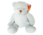 Baby Boo Bear Sitting Blue Stripey Rattle Knit Plush Toy 26cm