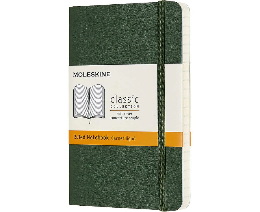 Moleskine Classic Soft Cover Writing Notebook/Journal Ruled Myrtle Green Pocket