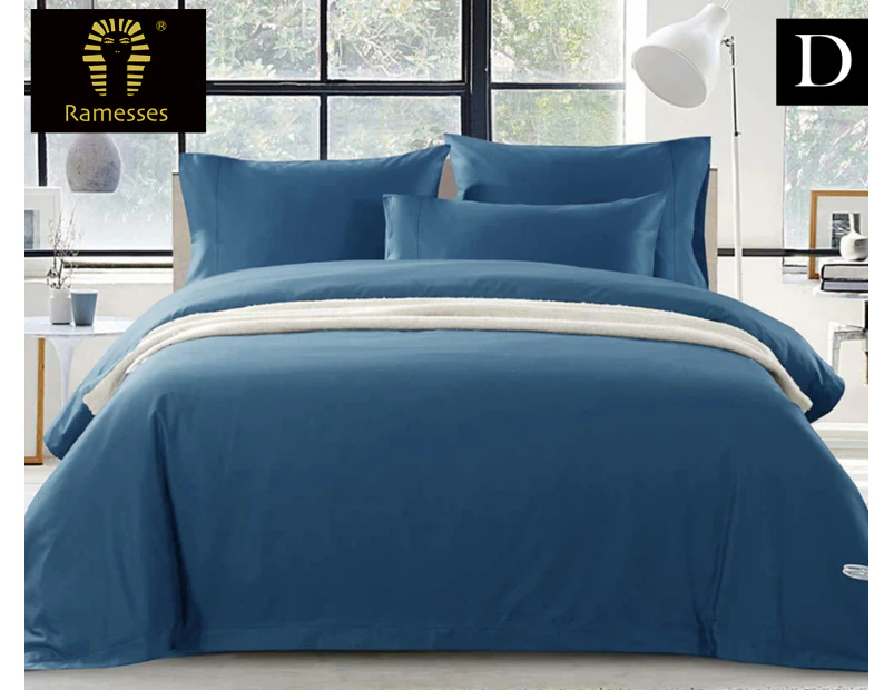 Ramesses 1500TC Egyptian Cotton Double Bed Quilt Cover Set - Classic Blue