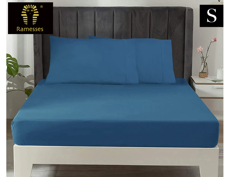 Ramesses Egyptian Cotton Single Bed Sheet Set - Classic Blue