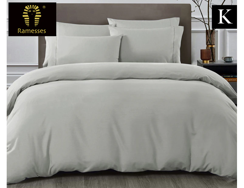 Ramesses 1500TC Egyptian Cotton King Bed Quilt Cover Set - Grey