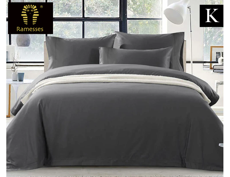 Ramesses 1500TC Egyptian Cotton King Bed Quilt Cover Set - Charcoal