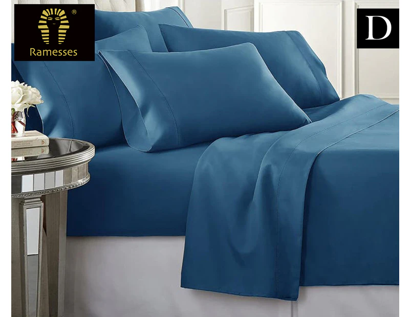 Ramesses Egyptian Cotton Double Bed Sheet Set - Classic Blue