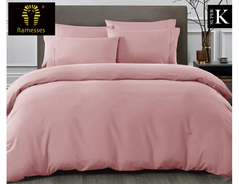 Ramesses 1500TC Egyptian Cotton Super King Bed Quilt Cover Set - Rose Pink
