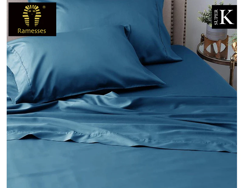 Ramesses 1200TC Tencel Super King Bed Sheet Set - Classic Blue
