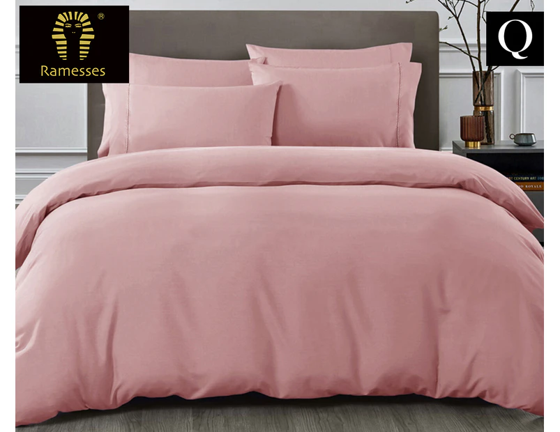Ramesses 1500TC Egyptian Cotton Queen Bed Quilt Cover Set - Rose Pink