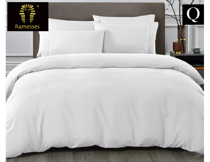 Ramesses 1500TC Egyptian Cotton Queen Bed Quilt Cover Set - White