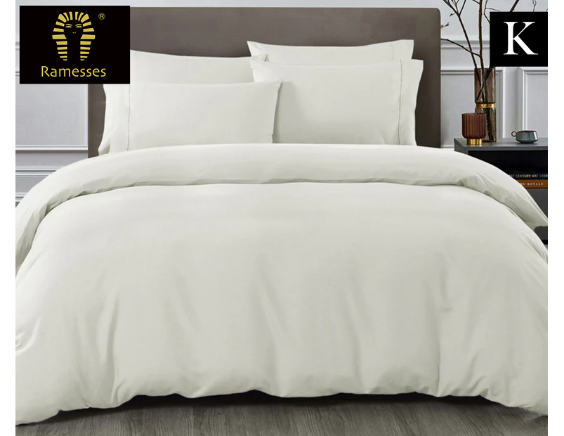 Ramesses 1500TC Egyptian Cotton King Bed Quilt Cover Set - Silver